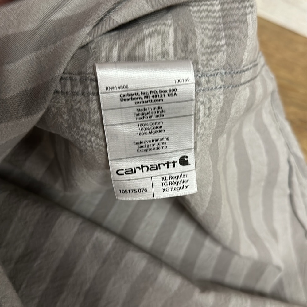 Carhartt great shape 100% cotton stripe loose fit button up pocket logo shirt - Picture 5 of 7